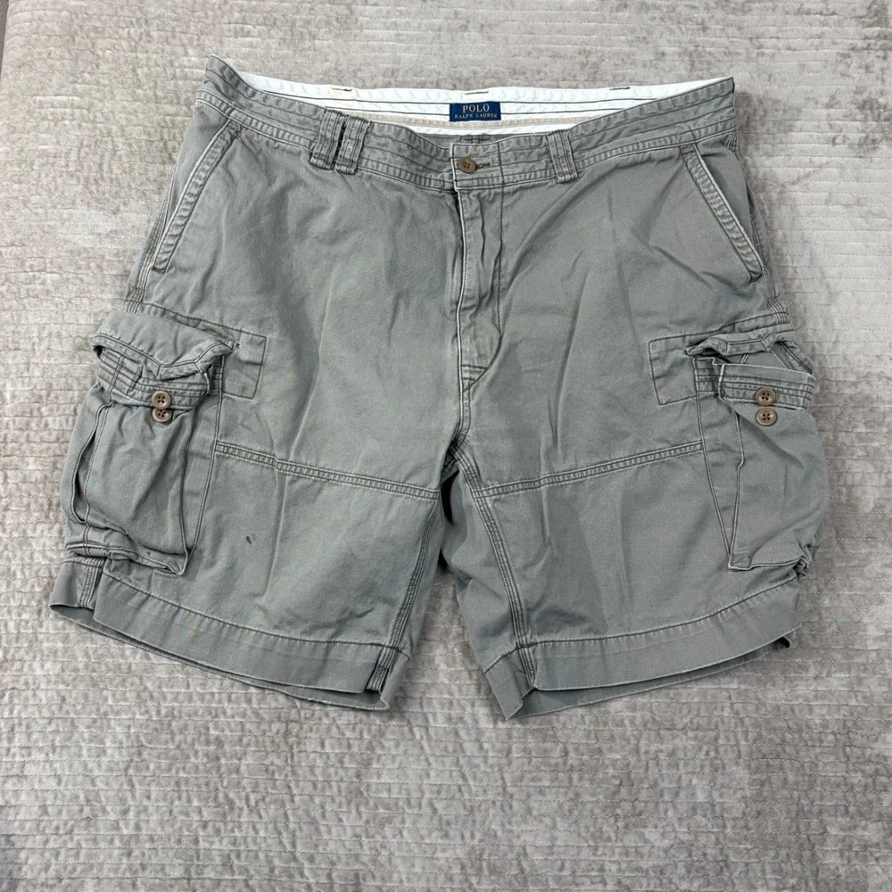 Polo Ralph Lauren Gray Cargo Shorts Size 42 distressed Utility Hiking Gorpcore